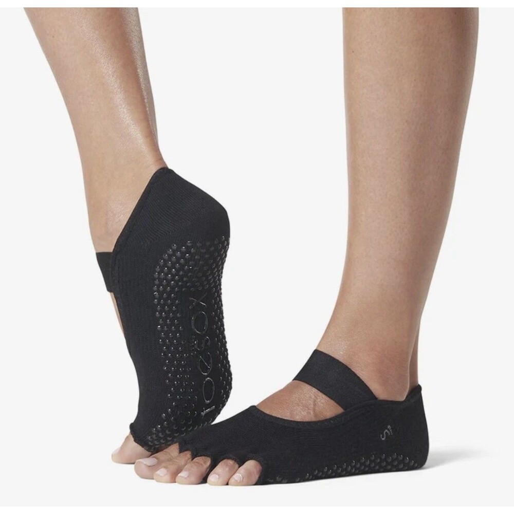 ToeSox Half-Toe Grip Socks Mia One Strap Black Arch Support Barre Women Size S